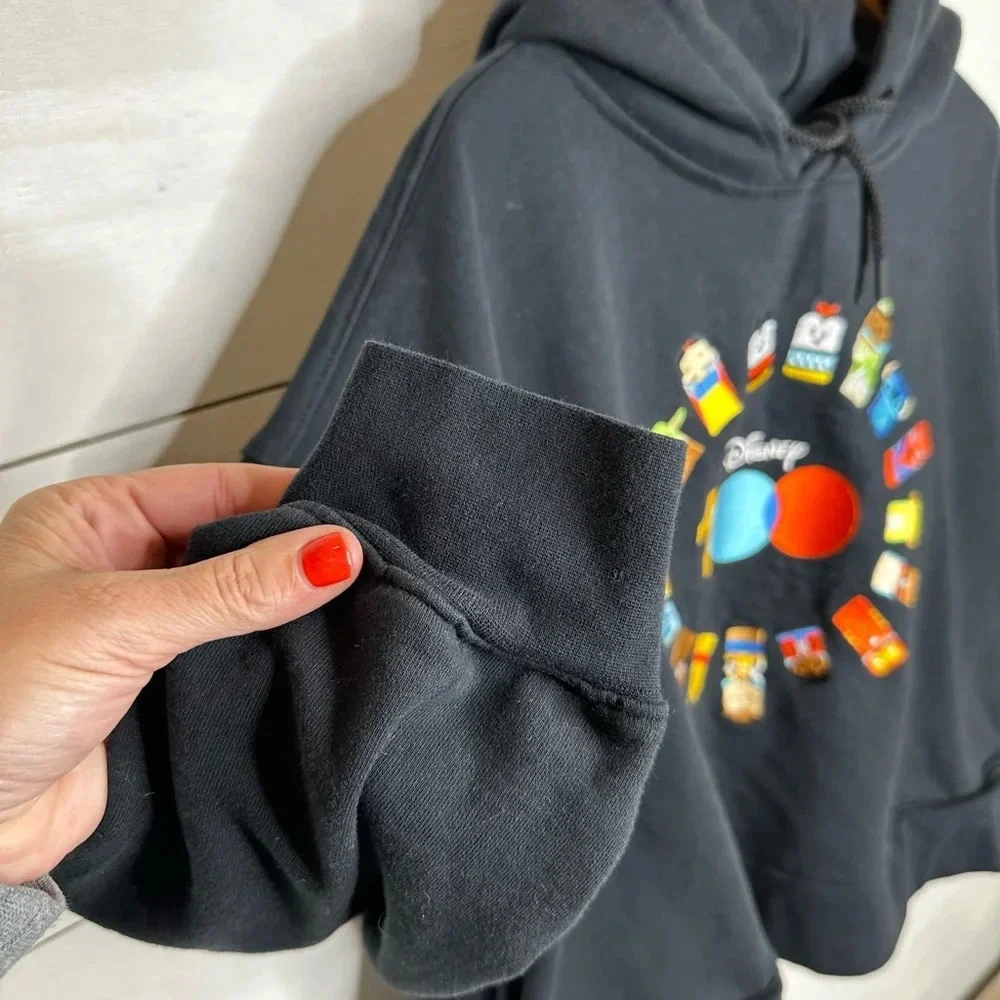 Disney 100 Womens 2XL Hoodie Black Graphic Sweatshirt Anniversary Characters - Picture 8 of 8